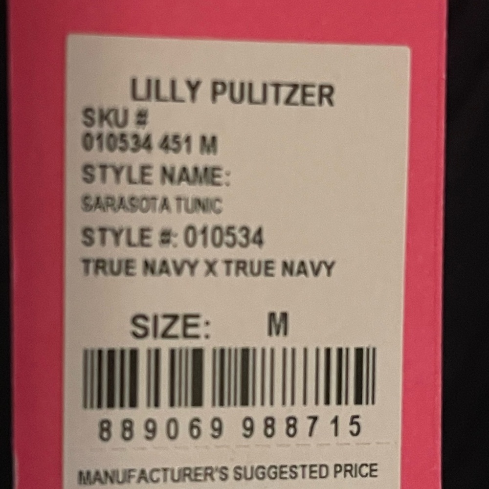 Lilly Pulitzer Sarasota Tunic TopNavy Blue Button-Up Blouse - Picture 2 of 2